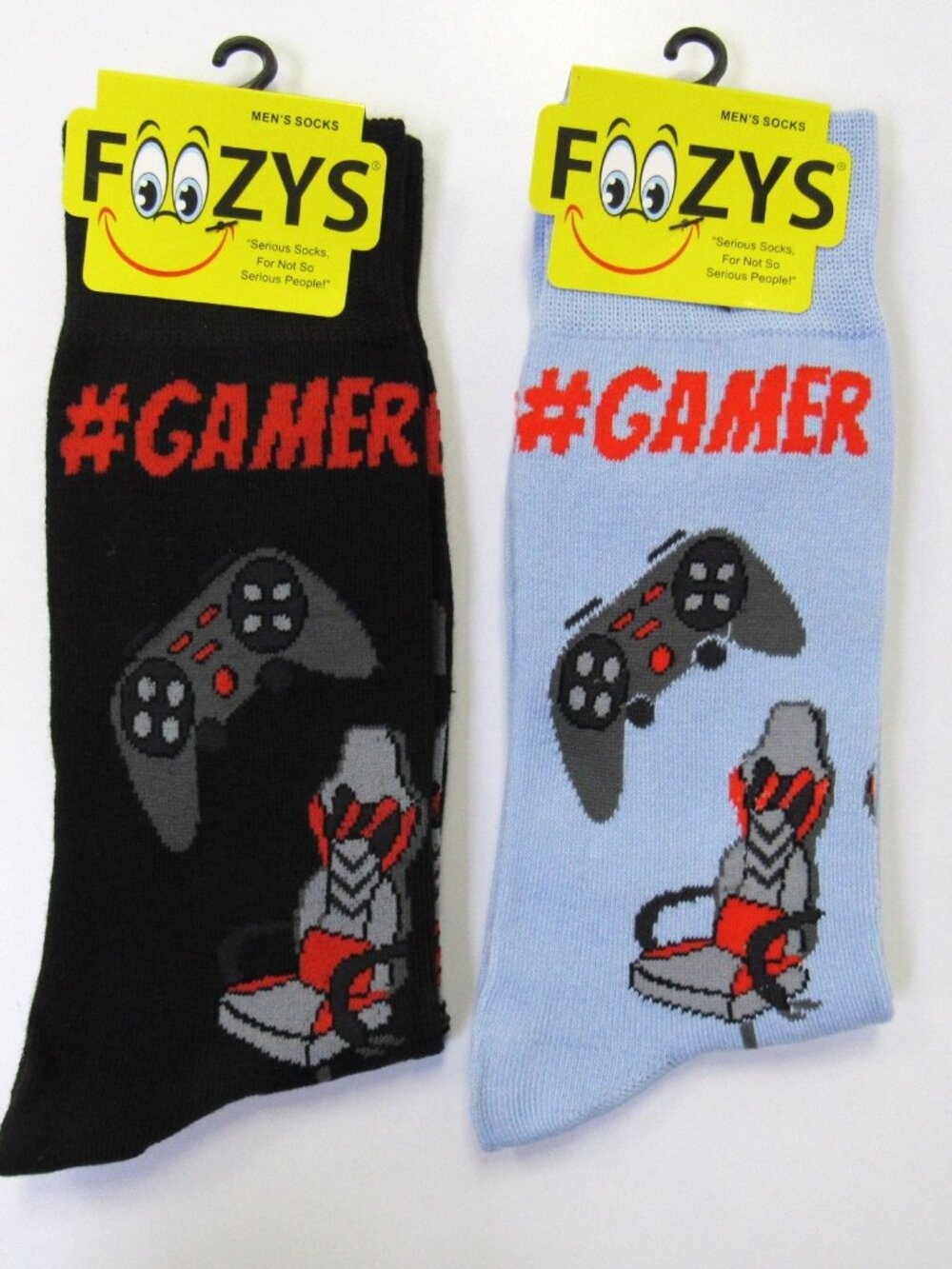 2 Pairs Foozys Men's Novelty Crew Socks # Gamer Programmer Hacker Nerd Techie